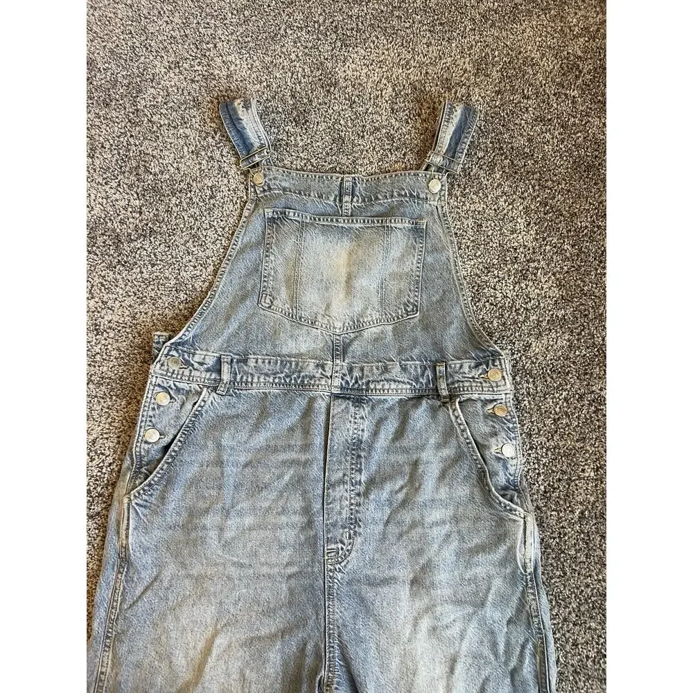Free People Light Blue Distressed Denim Overalls
